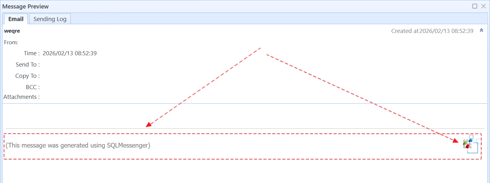 There is a SQLMessenger logo at the bottom of the emails