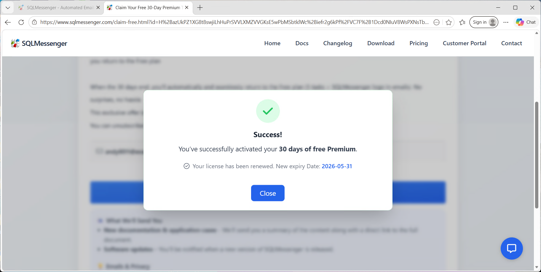 Subscription completed successfully
