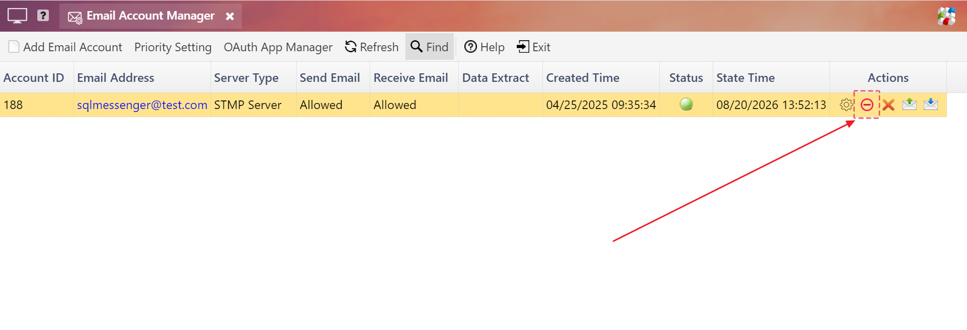 Disable the email account