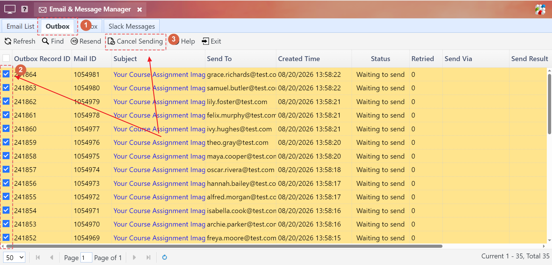 Cancel email sending