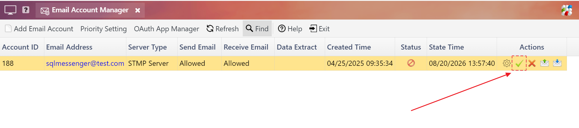 Enable the email account