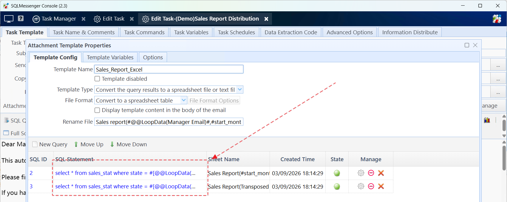 Multiple queries in one Excel attachment