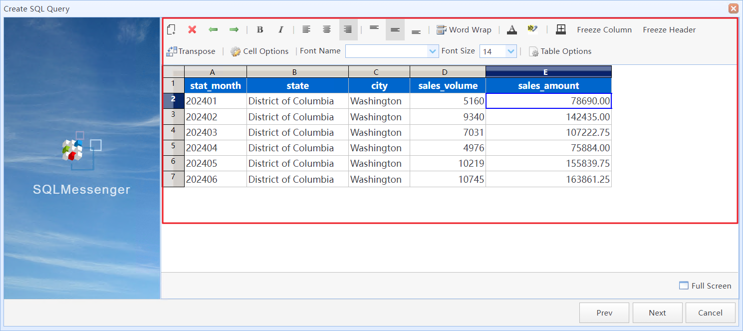 Set the display format for the table and fields