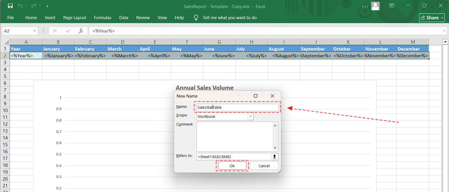 Enter a name for the named range