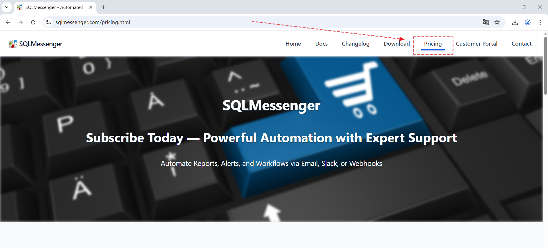 Open the Pricing Page