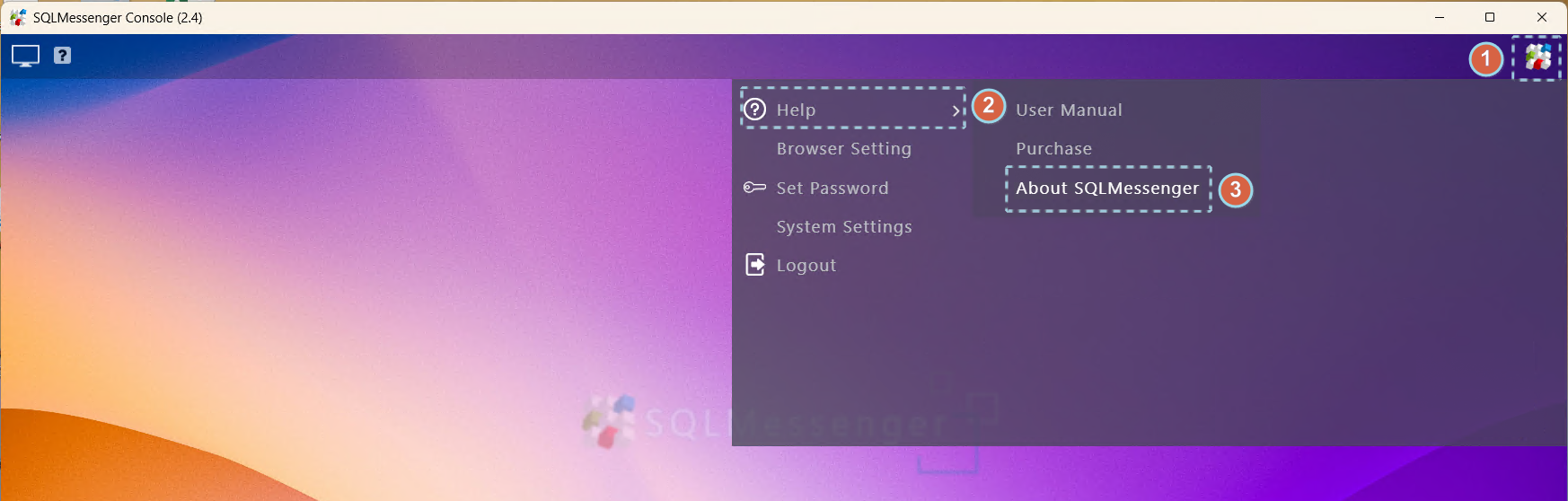 Open the "About SQLMessenger" Dialog