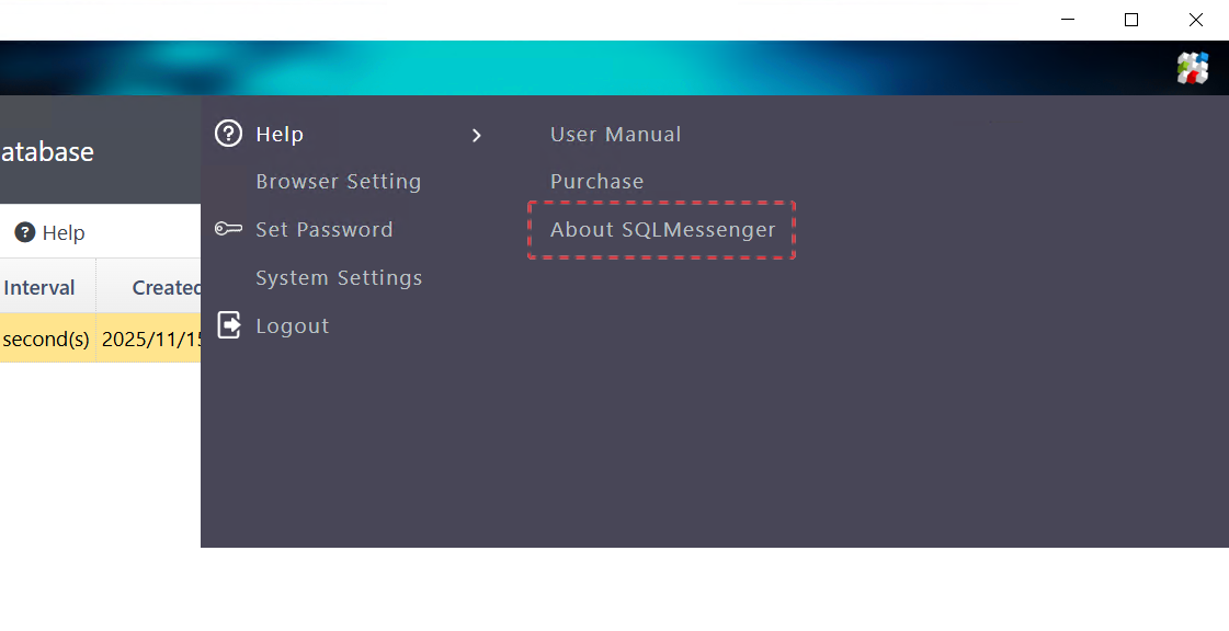 Open the “About” dialog