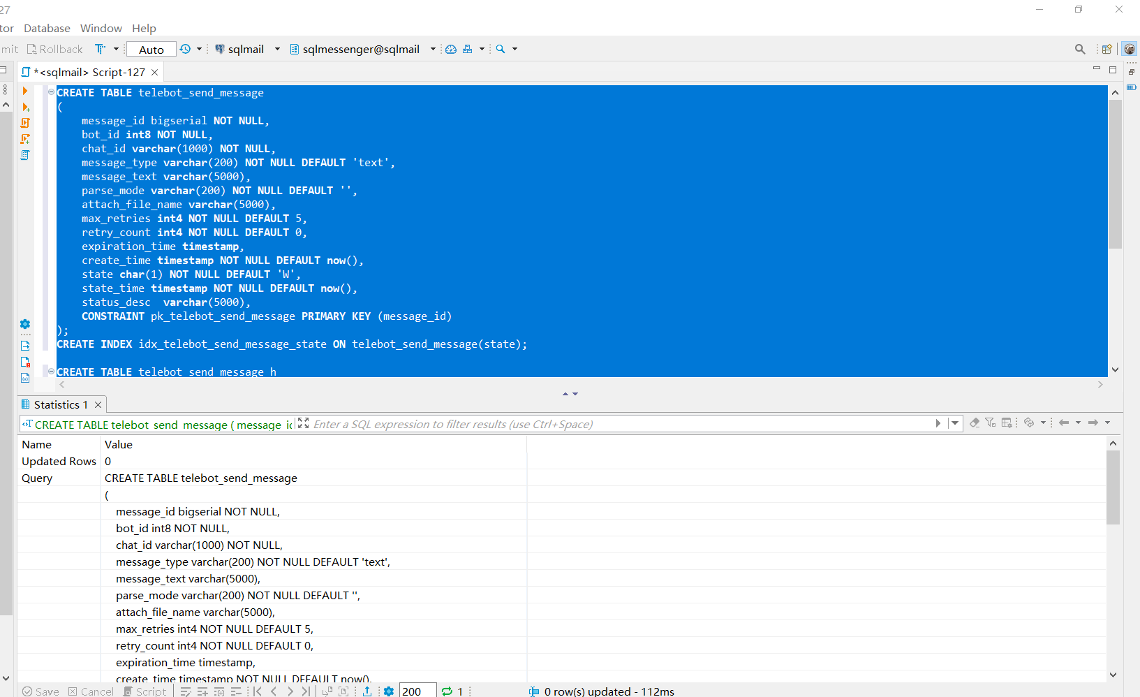 Create the interface tables in your database