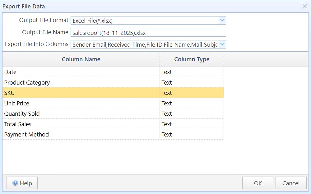 Select the files to be merged in the file list