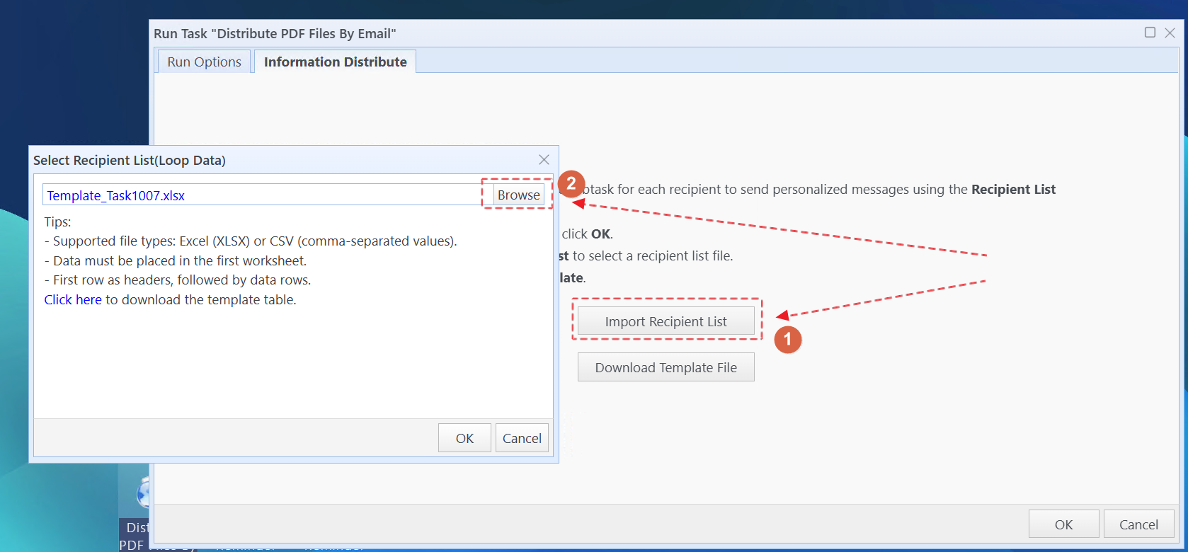 Import file list into system