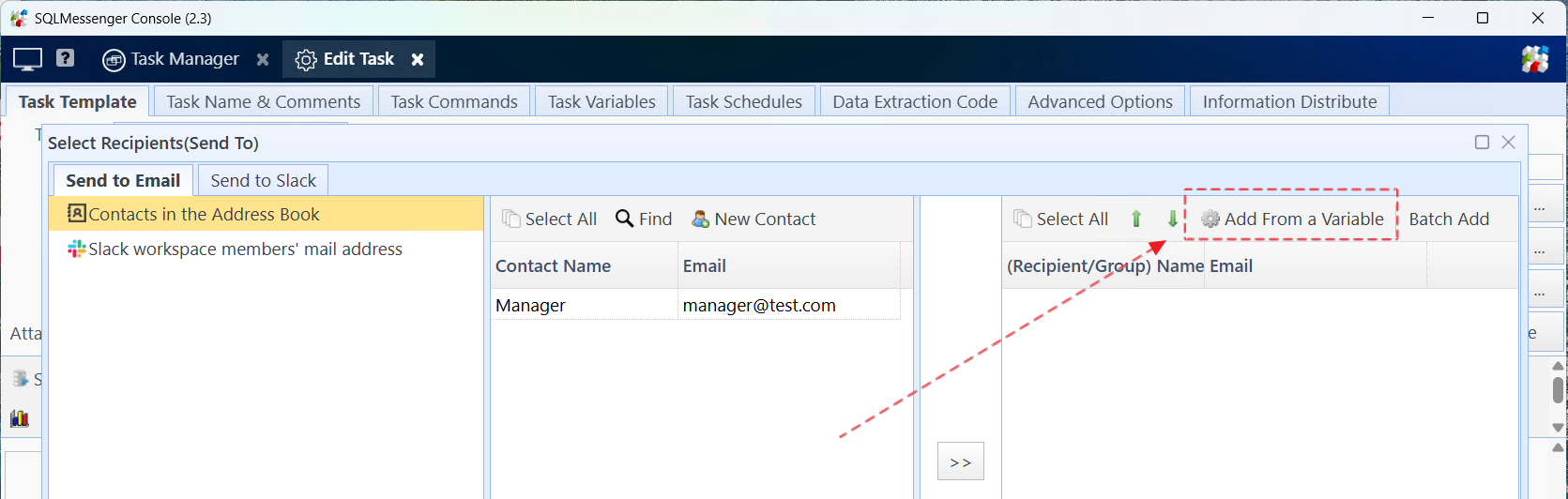 Click "Add From a Variable"