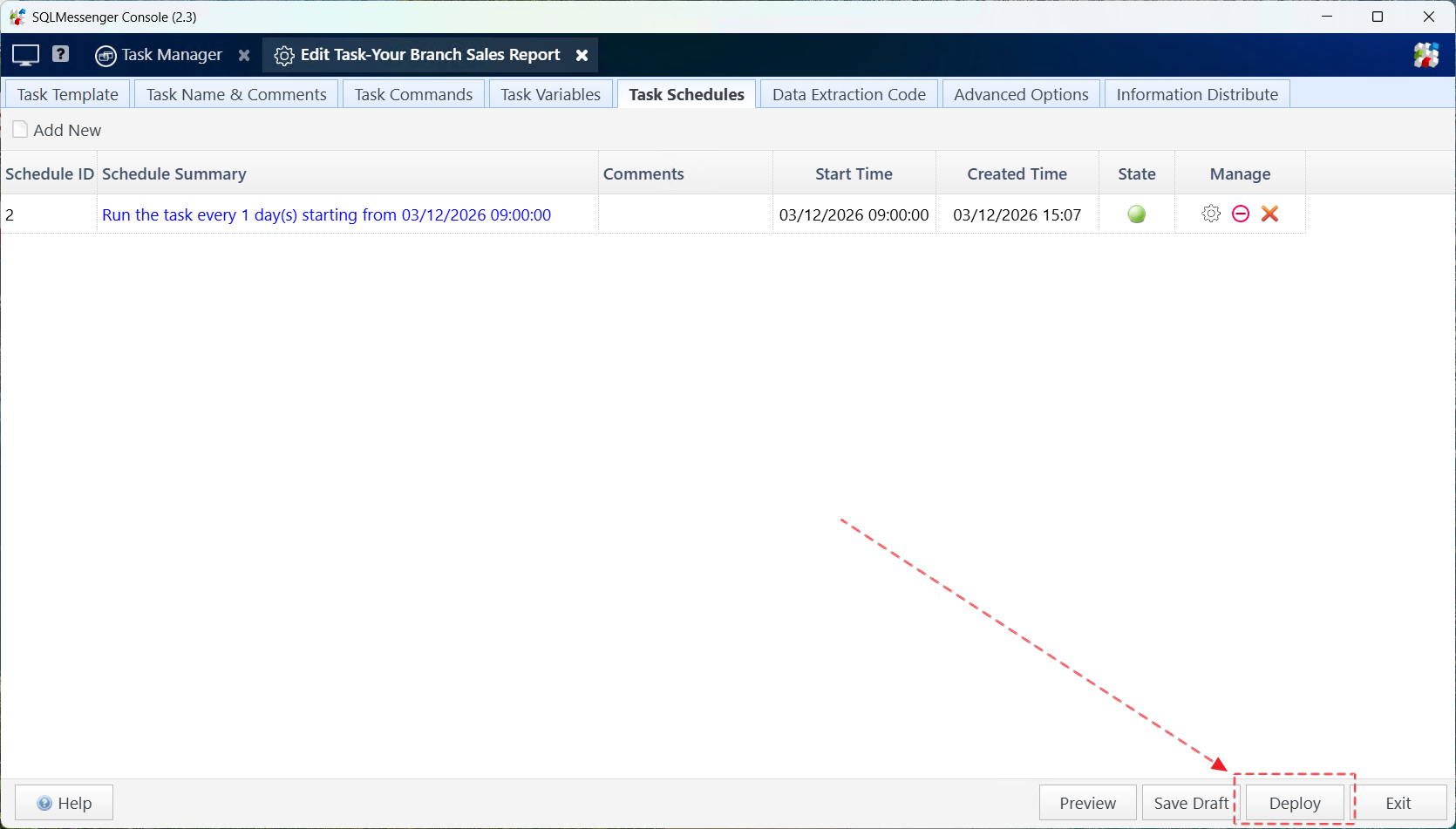 Deploy new task configuration