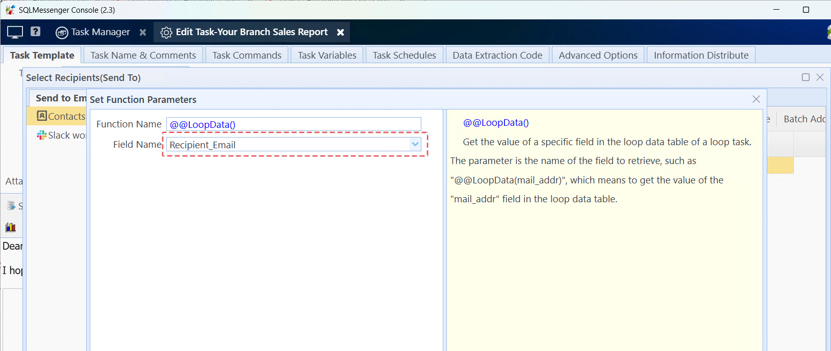 Select "Recipient_Email" field