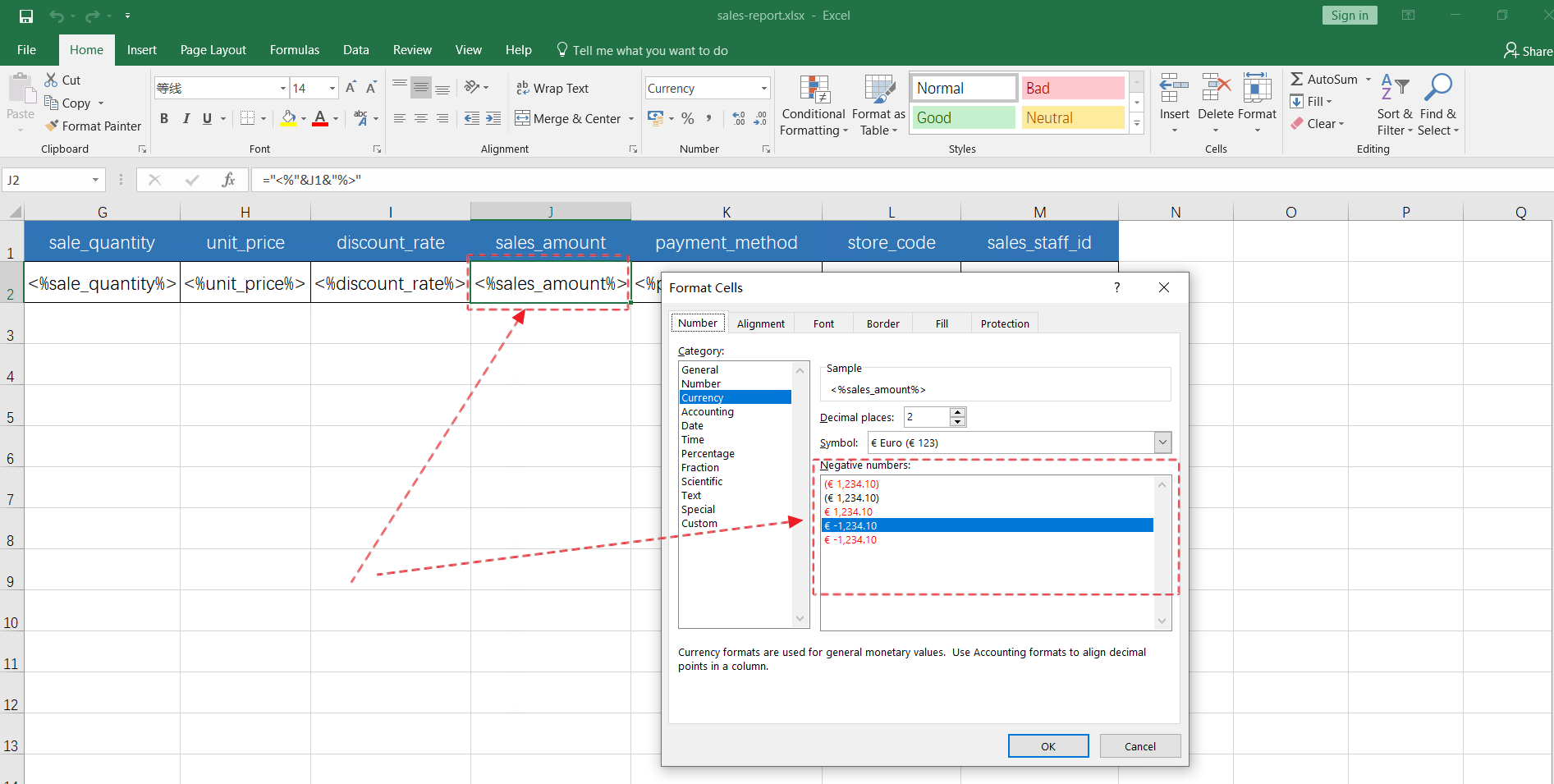 Set cell formatting properties
