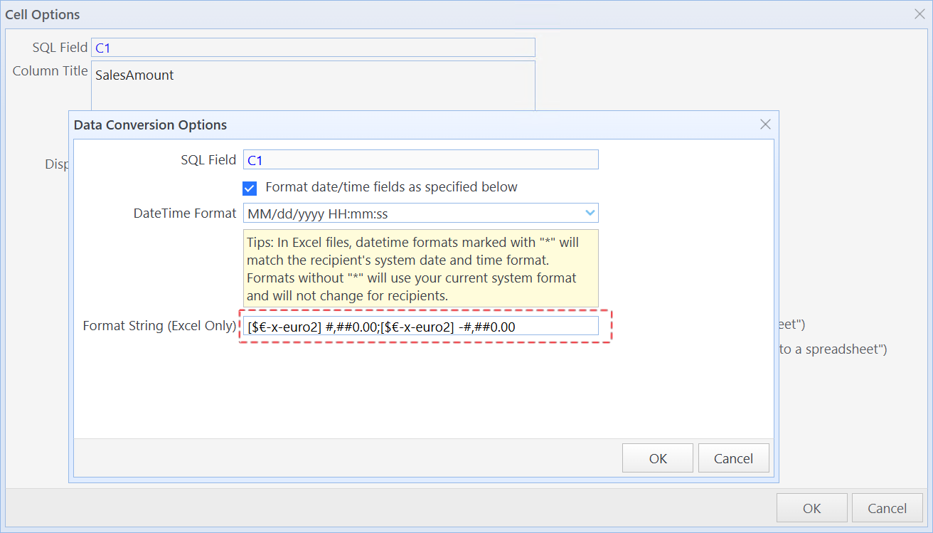 Paste the Excel format string into Format String (Excel Only)
